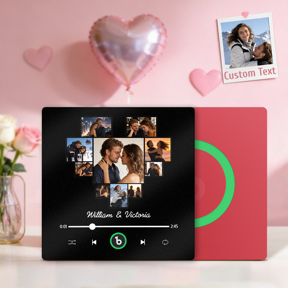 Personalisierter Kühlschrankmagnet In Herzform Mit Fotos Und Musik, Individueller Namensrahmen, Geschenk Für Paare - meinemondlampe