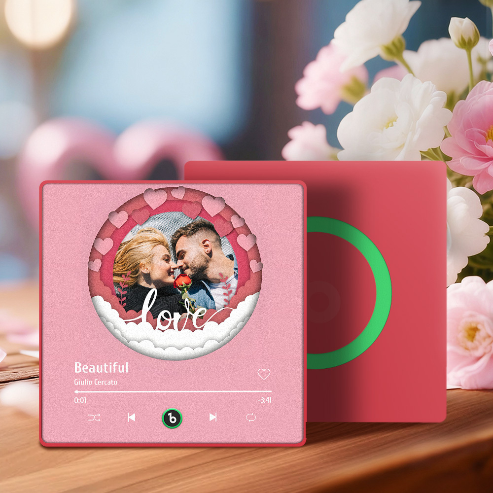 Kühlschrankmagnet Mit Individuellen Fotos Und Musikmotiven Zum Valentinstag – Personalisiertes Geschenk Für Paare - meinemondlampe