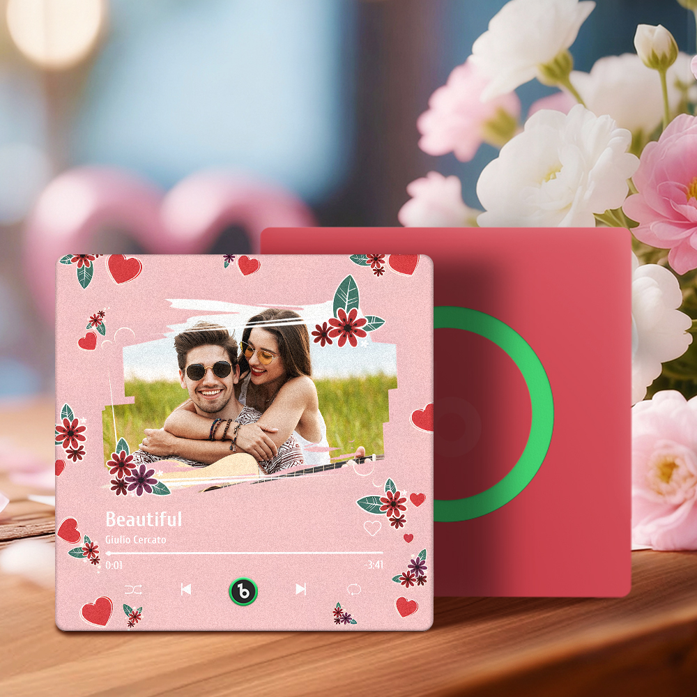 Kühlschrankmagnet Mit Individuellen Fotos Und Musikmotiven Zum Valentinstag – Personalisiertes Geschenk Für Paare - meinemondlampe