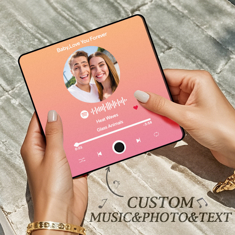 Personalisierter Fotoalbum-kühlschrankmagnet, Musik-wand-fotoaufkleber, Musikbewegung, Die Ohne Handy Abgespielt Werden Kann. Musik-kühlschrankmagnet Pro Kann Lieder Abspielen - meinemondlampe