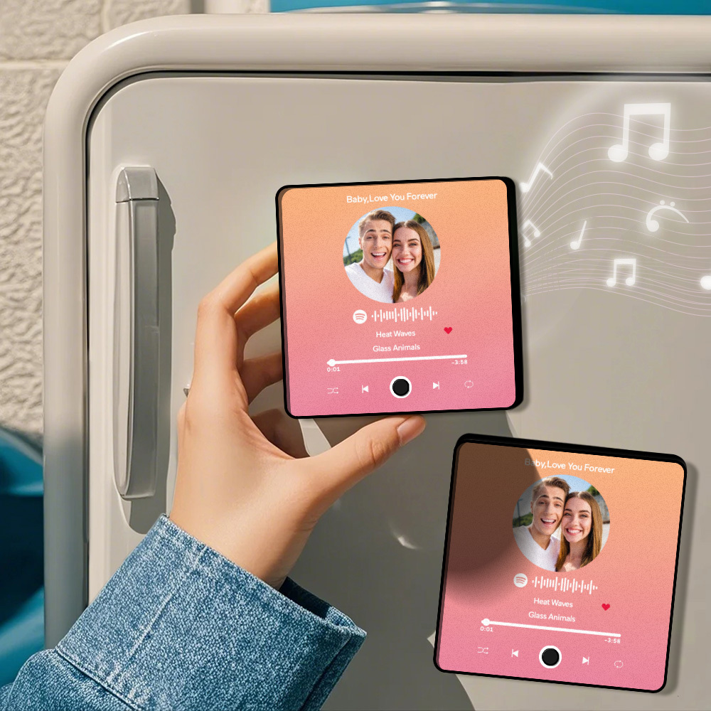 Personalisierter Fotoalbum-kühlschrankmagnet, Musik-wand-fotoaufkleber, Musikbewegung, Die Ohne Handy Abgespielt Werden Kann. Musik-kühlschrankmagnet Pro Kann Lieder Abspielen - meinemondlampe