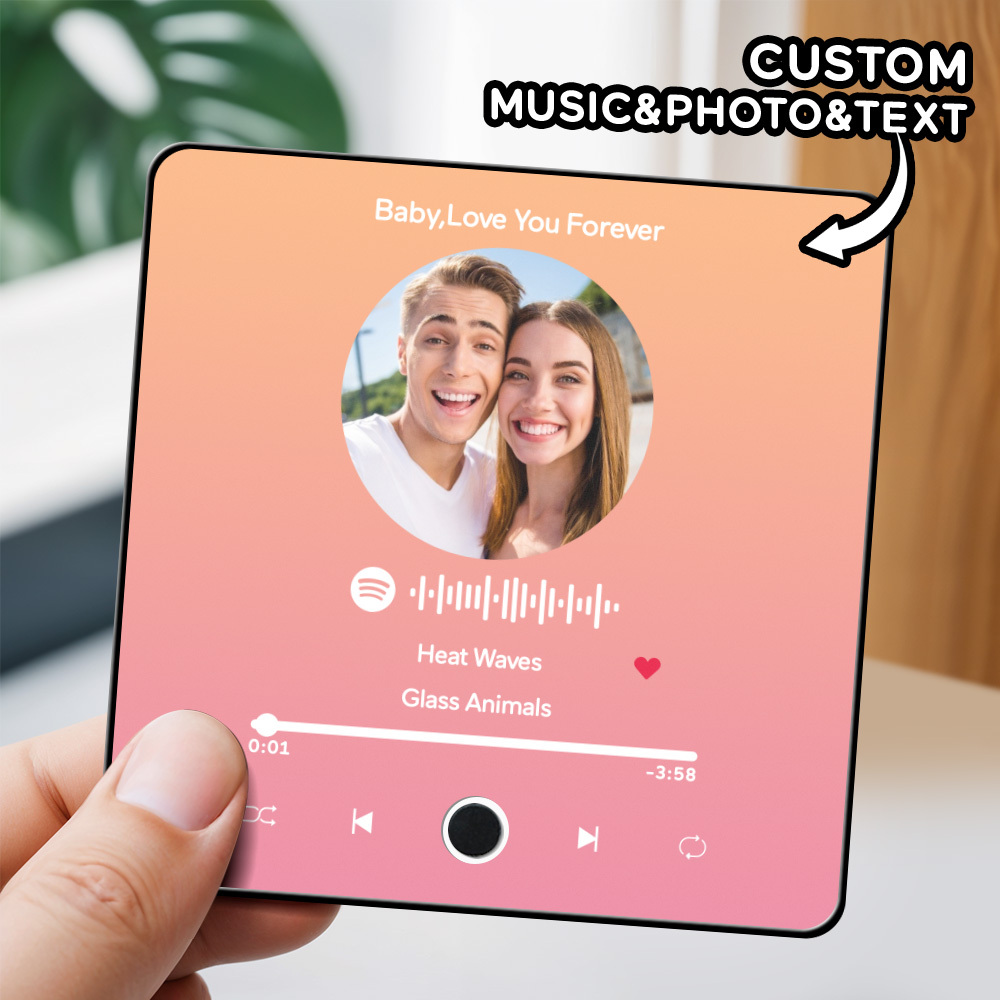 Personalisierter Fotoalbum-kühlschrankmagnet, Musik-wand-fotoaufkleber, Musikbewegung, Die Ohne Handy Abgespielt Werden Kann. Musik-kühlschrankmagnet Pro Kann Lieder Abspielen - meinemondlampe
