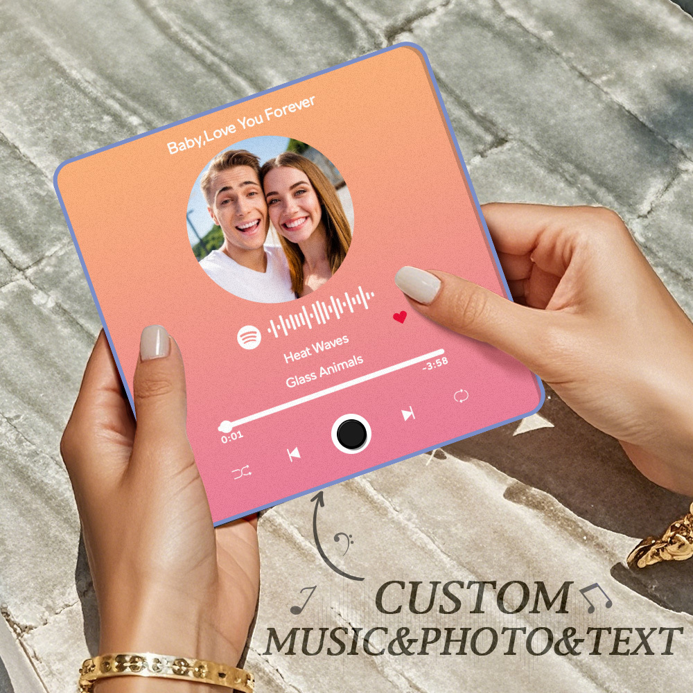 Personalisierter Fotoalbum-kühlschrankmagnet, Musik-wand-fotoaufkleber, Musikbewegung, Die Ohne Handy Abgespielt Werden Kann. Musik-kühlschrankmagnet Pro Kann Lieder Abspielen - meinemondlampe