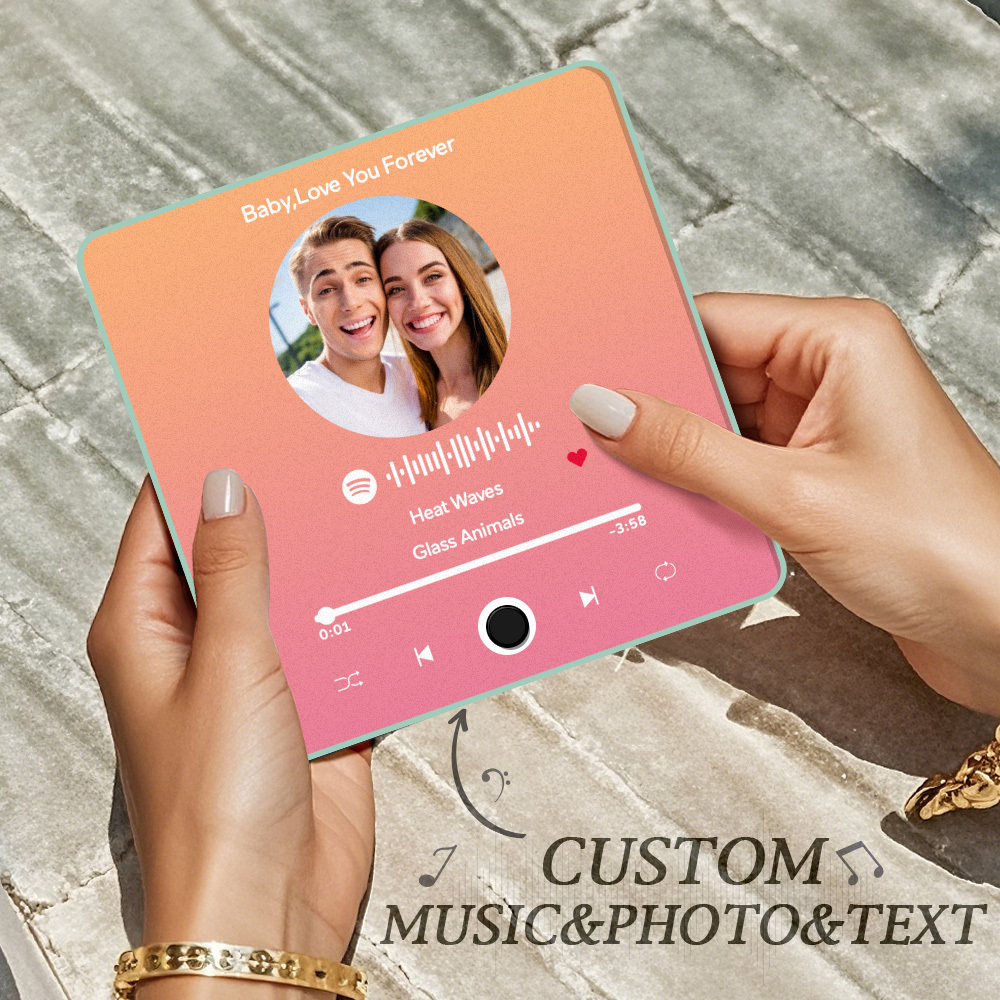 Personalisierter Fotoalbum-kühlschrankmagnet, Musik-wand-fotoaufkleber, Musikbewegung, Die Ohne Handy Abgespielt Werden Kann. Musik-kühlschrankmagnet Pro Kann Lieder Abspielen - meinemondlampe