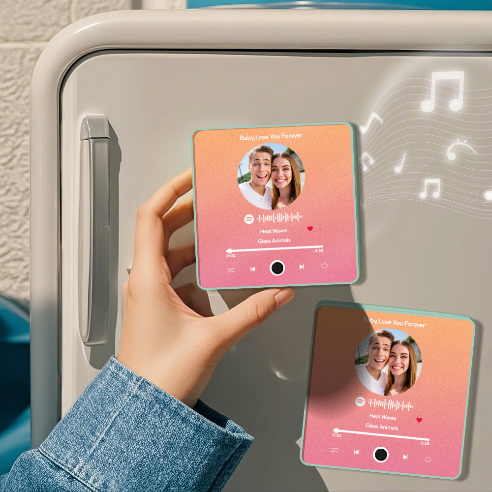 Personalisierter Fotoalbum-kühlschrankmagnet, Musik-wand-fotoaufkleber, Musikbewegung, Die Ohne Handy Abgespielt Werden Kann. Musik-kühlschrankmagnet Pro Kann Lieder Abspielen - meinemondlampe