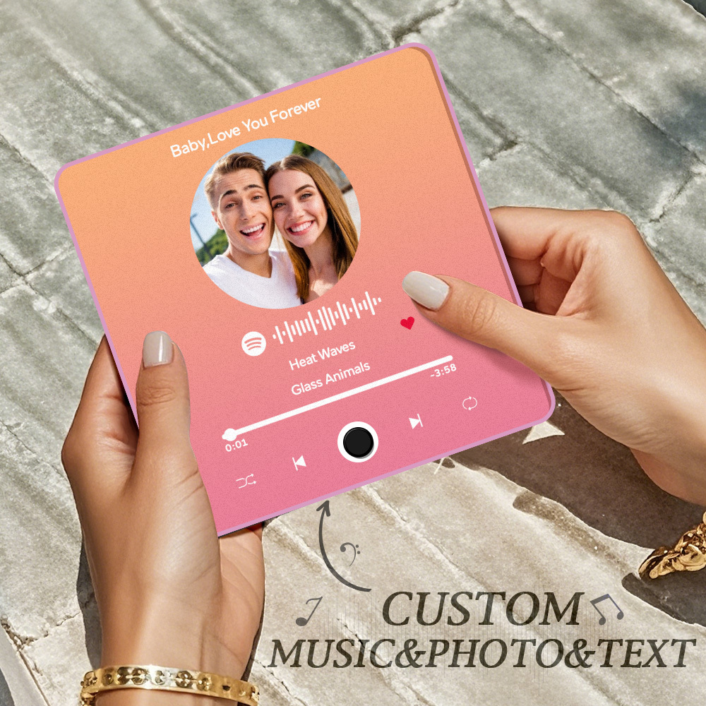 Personalisierter Fotoalbum-kühlschrankmagnet, Musik-wand-fotoaufkleber, Musikbewegung, Die Ohne Handy Abgespielt Werden Kann. Musik-kühlschrankmagnet Pro Kann Lieder Abspielen - meinemondlampe