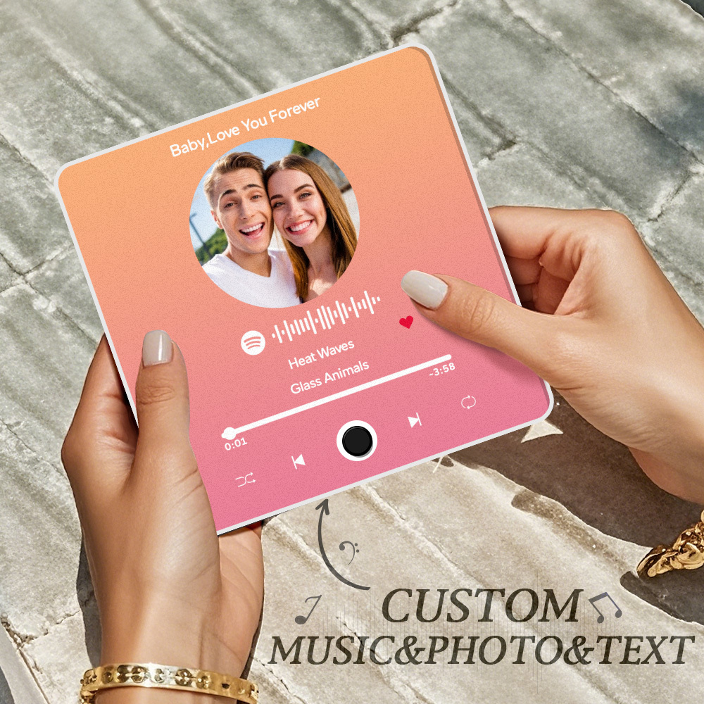 Personalisierter Fotoalbum-kühlschrankmagnet, Musik-wand-fotoaufkleber, Musikbewegung, Die Ohne Handy Abgespielt Werden Kann. Musik-kühlschrankmagnet Pro Kann Lieder Abspielen - meinemondlampe