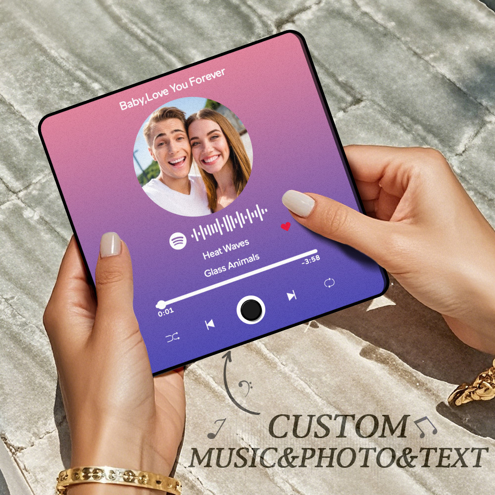 Personalisierter Fotoalbum-kühlschrankmagnet, Musik-wand-fotoaufkleber, Musikbewegung, Die Ohne Handy Abgespielt Werden Kann. Musik-kühlschrankmagnet Pro Kann Lieder Abspielen - meinemondlampe