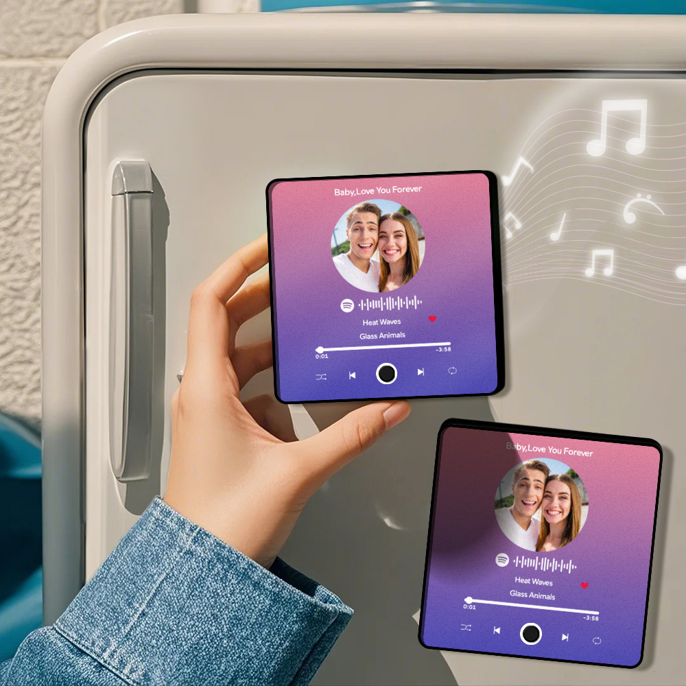 Personalisierter Fotoalbum-kühlschrankmagnet, Musik-wand-fotoaufkleber, Musikbewegung, Die Ohne Handy Abgespielt Werden Kann. Musik-kühlschrankmagnet Pro Kann Lieder Abspielen - meinemondlampe