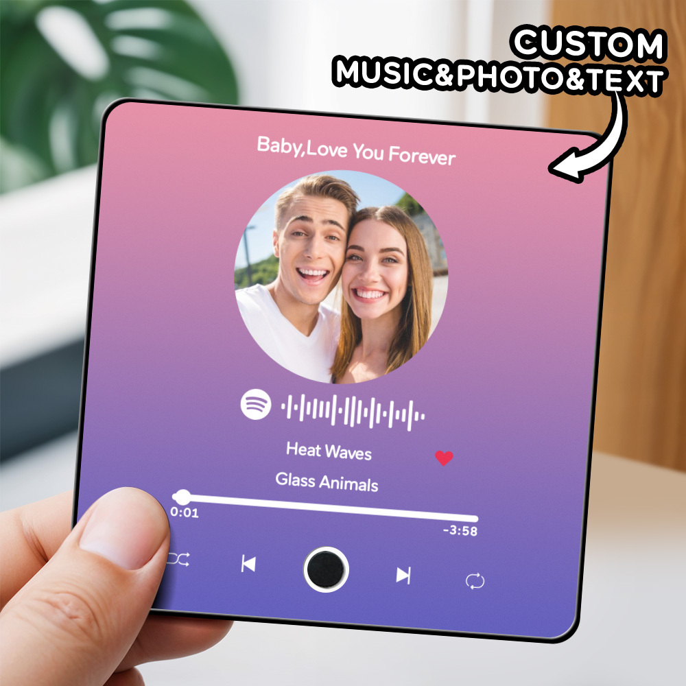 Personalisierter Fotoalbum-kühlschrankmagnet, Musik-wand-fotoaufkleber, Musikbewegung, Die Ohne Handy Abgespielt Werden Kann. Musik-kühlschrankmagnet Pro Kann Lieder Abspielen - meinemondlampe