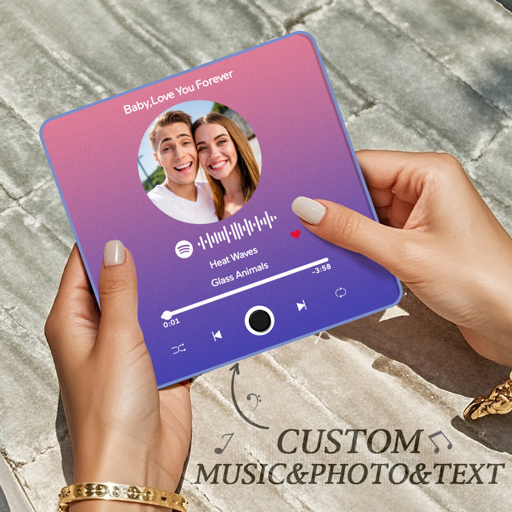 Personalisierter Fotoalbum-kühlschrankmagnet, Musik-wand-fotoaufkleber, Musikbewegung, Die Ohne Handy Abgespielt Werden Kann. Musik-kühlschrankmagnet Pro Kann Lieder Abspielen - meinemondlampe