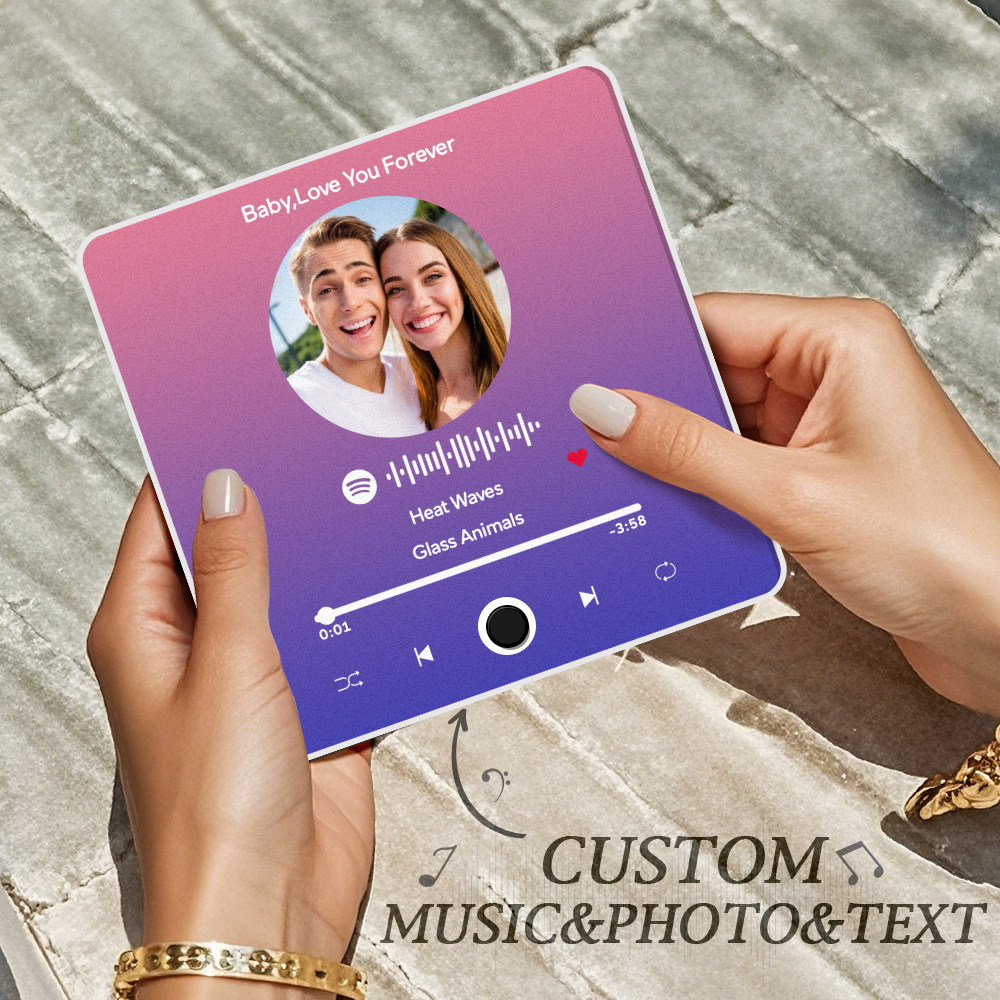 Personalisierter Fotoalbum-kühlschrankmagnet, Musik-wand-fotoaufkleber, Musikbewegung, Die Ohne Handy Abgespielt Werden Kann. Musik-kühlschrankmagnet Pro Kann Lieder Abspielen - meinemondlampe