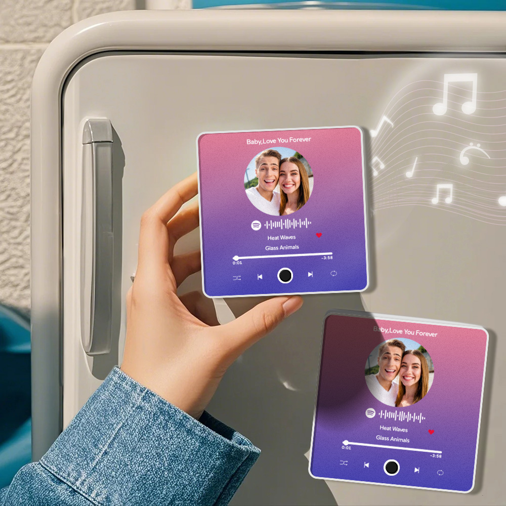 Personalisierter Fotoalbum-kühlschrankmagnet, Musik-wand-fotoaufkleber, Musikbewegung, Die Ohne Handy Abgespielt Werden Kann. Musik-kühlschrankmagnet Pro Kann Lieder Abspielen - meinemondlampe