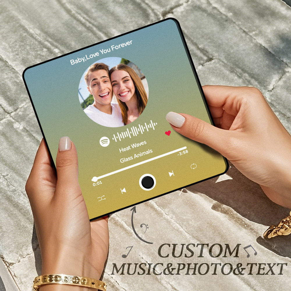 Personalisierter Fotoalbum-kühlschrankmagnet, Musik-wand-fotoaufkleber, Musikbewegung, Die Ohne Handy Abgespielt Werden Kann. Musik-kühlschrankmagnet Pro Kann Lieder Abspielen - meinemondlampe