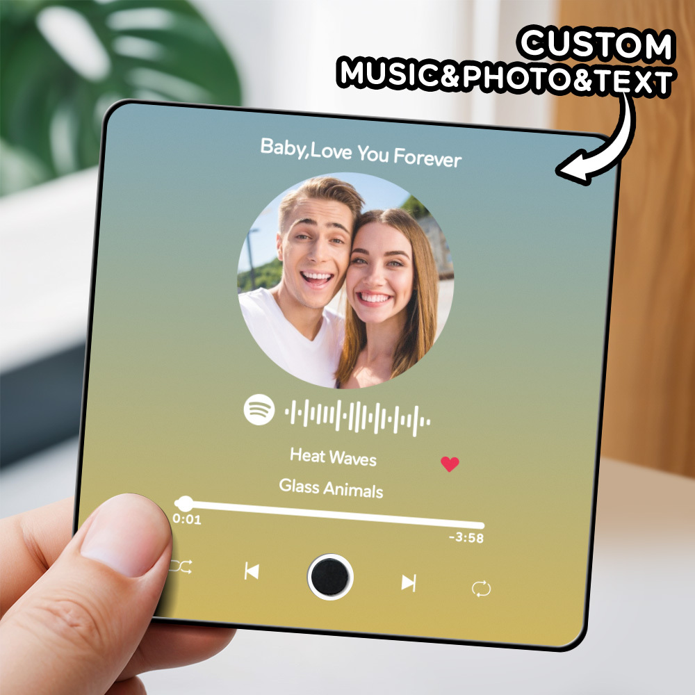 Personalisierter Fotoalbum-kühlschrankmagnet, Musik-wand-fotoaufkleber, Musikbewegung, Die Ohne Handy Abgespielt Werden Kann. Musik-kühlschrankmagnet Pro Kann Lieder Abspielen - meinemondlampe