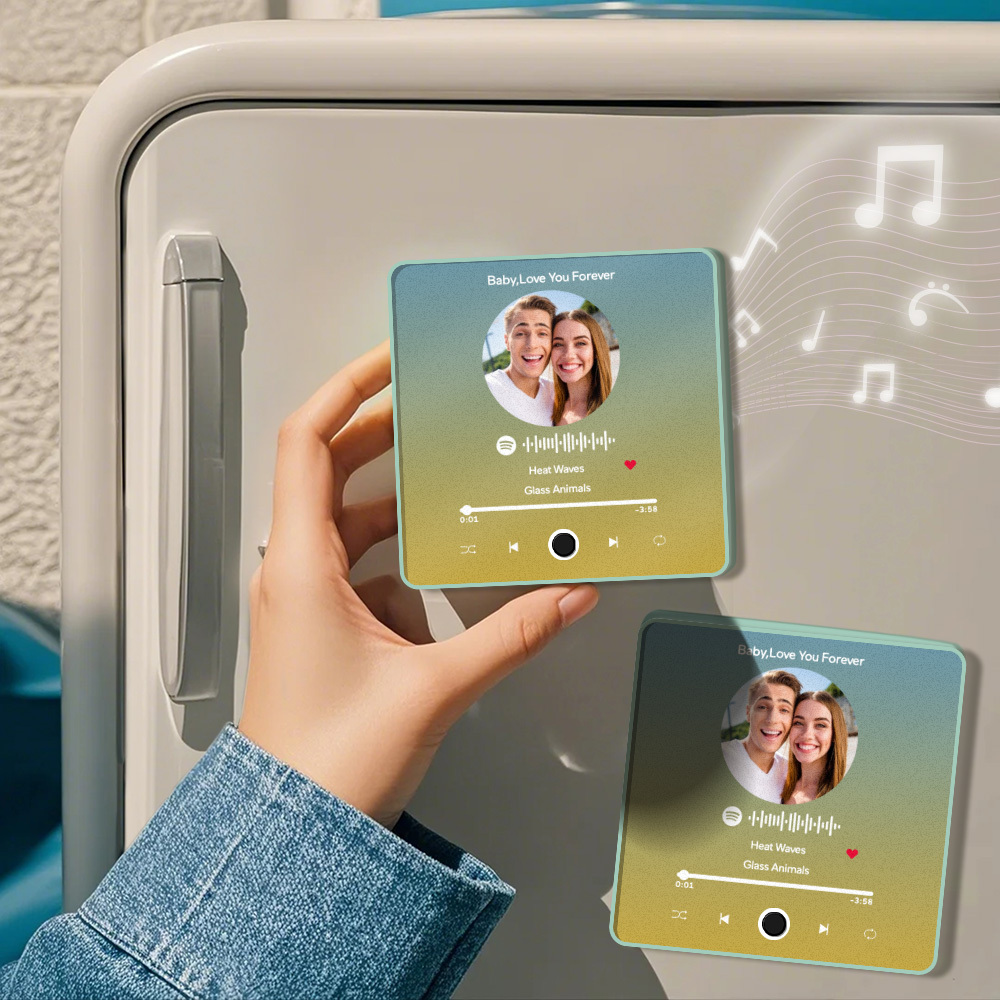 Personalisierter Fotoalbum-kühlschrankmagnet, Musik-wand-fotoaufkleber, Musikbewegung, Die Ohne Handy Abgespielt Werden Kann. Musik-kühlschrankmagnet Pro Kann Lieder Abspielen - meinemondlampe