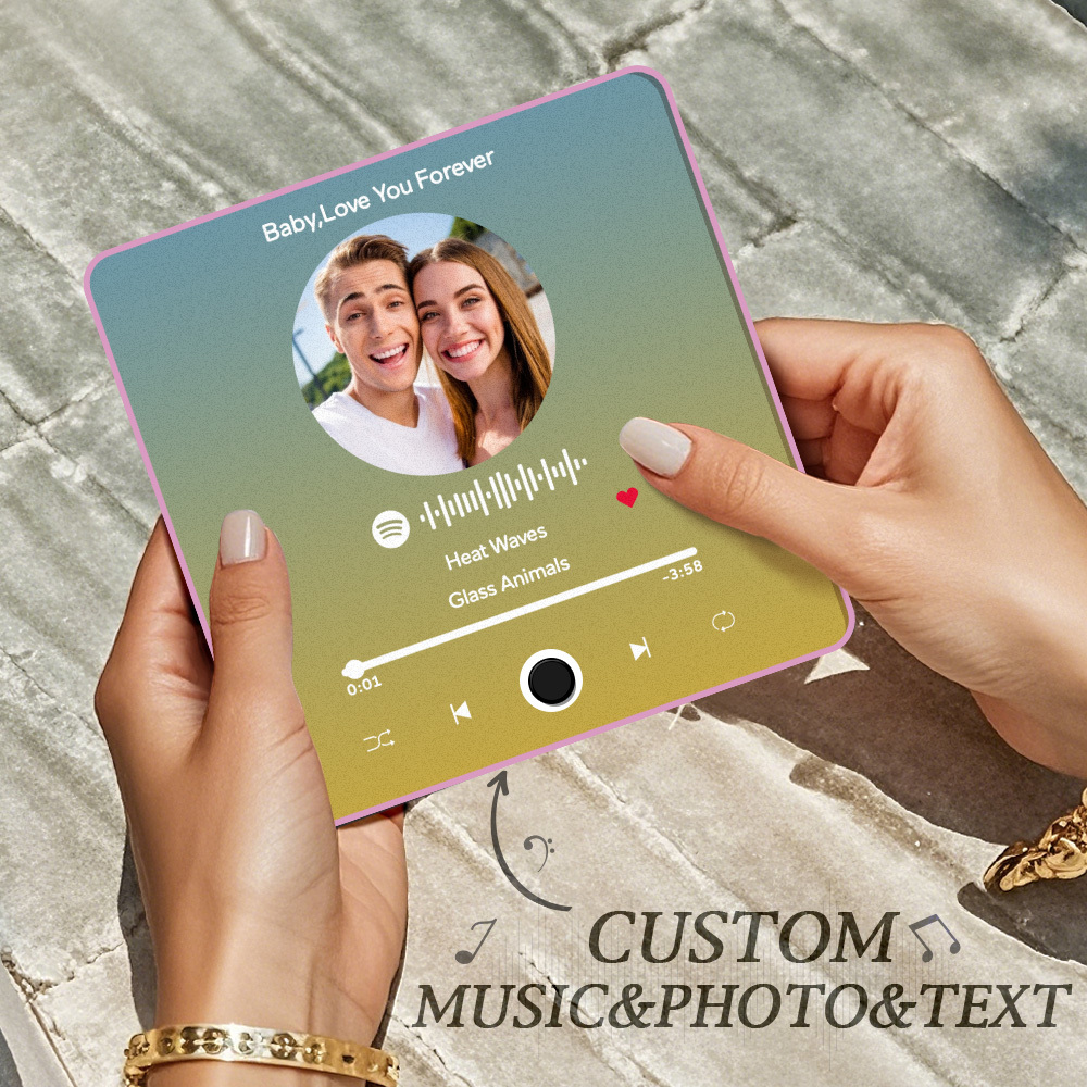 Personalisierter Fotoalbum-kühlschrankmagnet, Musik-wand-fotoaufkleber, Musikbewegung, Die Ohne Handy Abgespielt Werden Kann. Musik-kühlschrankmagnet Pro Kann Lieder Abspielen - meinemondlampe