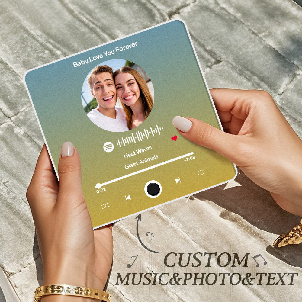Personalisierter Fotoalbum-kühlschrankmagnet, Musik-wand-fotoaufkleber, Musikbewegung, Die Ohne Handy Abgespielt Werden Kann. Musik-kühlschrankmagnet Pro Kann Lieder Abspielen - meinemondlampe