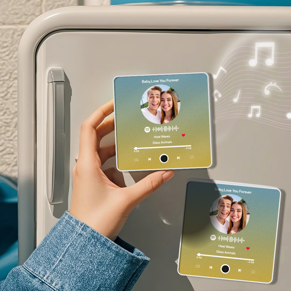 Personalisierter Fotoalbum-kühlschrankmagnet, Musik-wand-fotoaufkleber, Musikbewegung, Die Ohne Handy Abgespielt Werden Kann. Musik-kühlschrankmagnet Pro Kann Lieder Abspielen - meinemondlampe