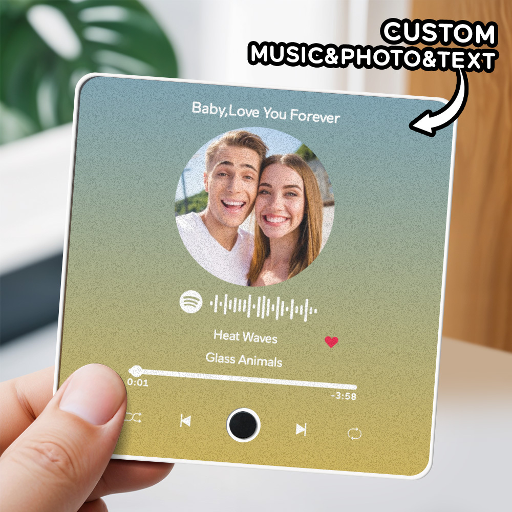 Personalisierter Fotoalbum-kühlschrankmagnet, Musik-wand-fotoaufkleber, Musikbewegung, Die Ohne Handy Abgespielt Werden Kann. Musik-kühlschrankmagnet Pro Kann Lieder Abspielen - meinemondlampe