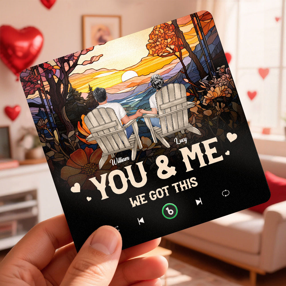 Personalisierter Kühlschrankmagnet Mit Musik Und Namen – Sonnenuntergangs-paar-design, Personalisierter Namensrahmen, Geschenk Für Paare - meinemondlampe