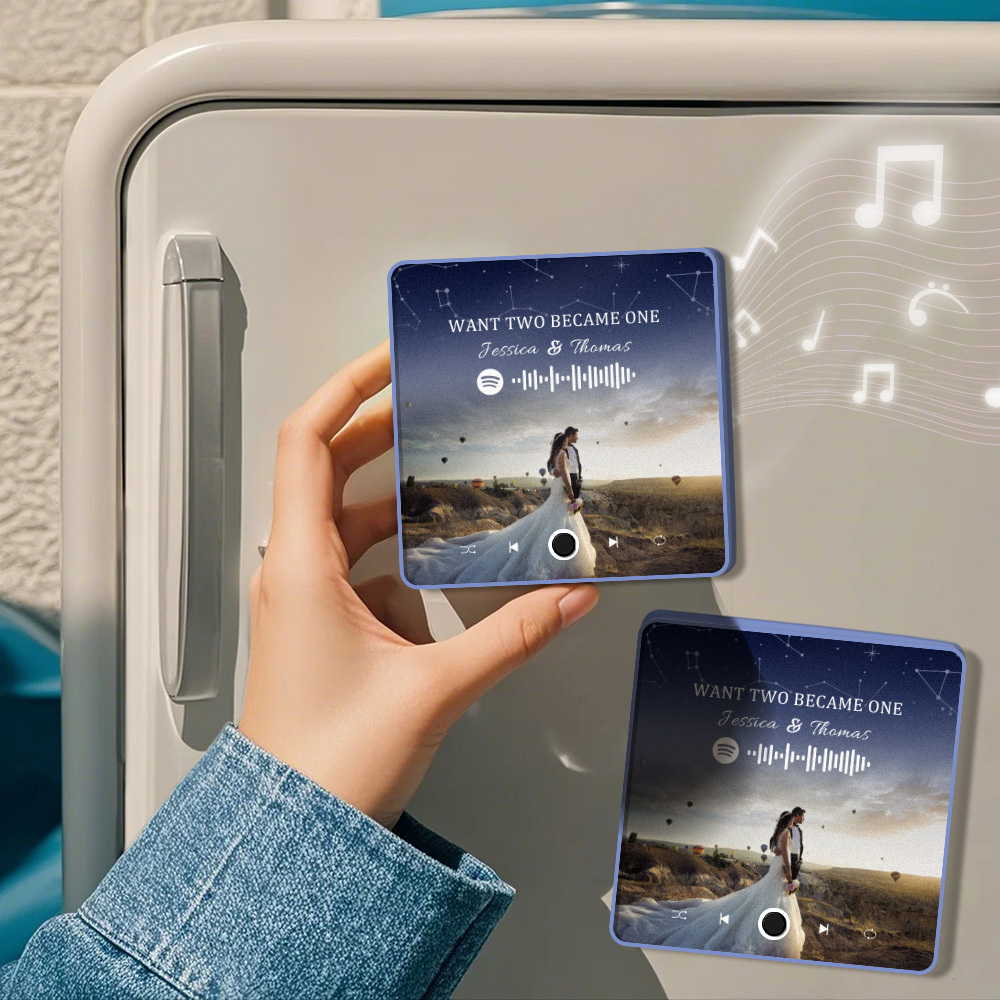 Personalisierter Fotoalbum-kühlschrankmagnet, Musik-wand-fotoaufkleber, Musikbewegung, Die Ohne Handy Abgespielt Werden Kann. Musik-kühlschrankmagnet Pro Kann Lieder Abspielen - meinemondlampe