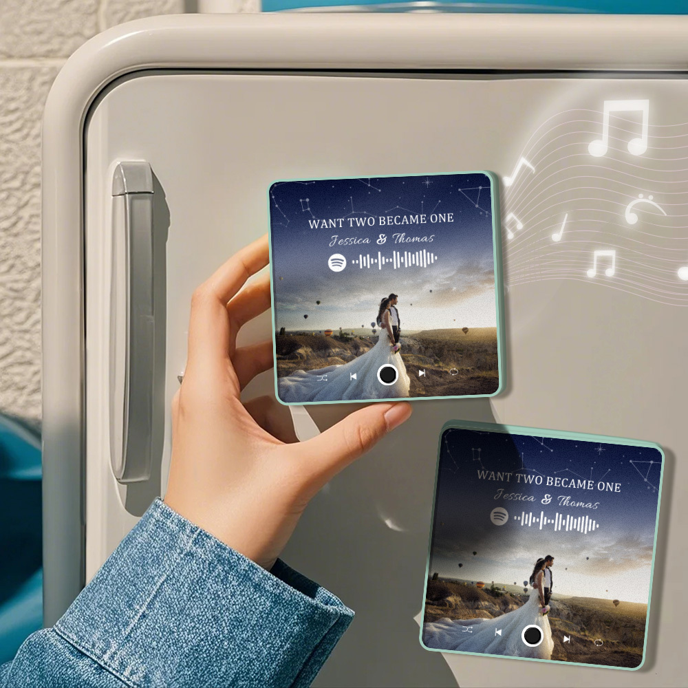 Personalisierter Fotoalbum-kühlschrankmagnet, Musik-wand-fotoaufkleber, Musikbewegung, Die Ohne Handy Abgespielt Werden Kann. Musik-kühlschrankmagnet Pro Kann Lieder Abspielen - meinemondlampe
