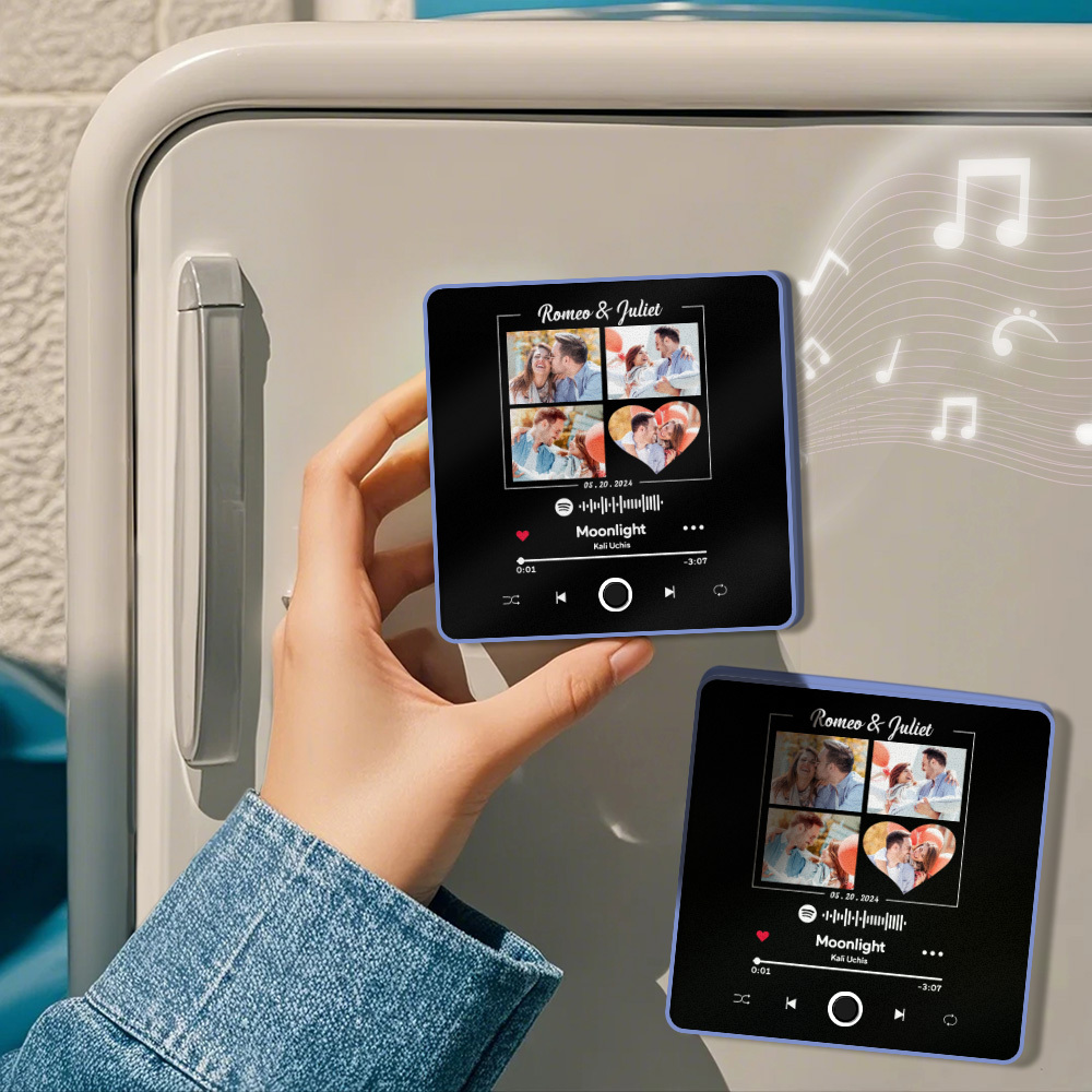 Personalisierter Fotoalbum-kühlschrankmagnet, Musik-wand-fotoaufkleber, Musikbewegung, Die Ohne Handy Abgespielt Werden Kann. Musik-kühlschrankmagnet Pro Kann Lieder Abspielen - meinemondlampe