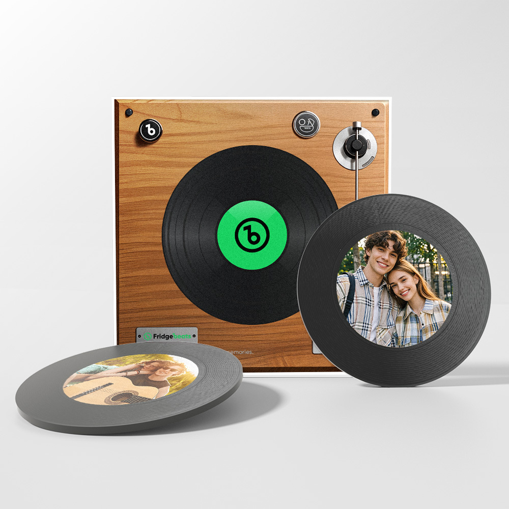 Vatertagsgeschenk, Benutzerdefinierte Musik & Foto Kühlschrankmagnet Kann 1-6 Vinyl Und Songs Anpassen - meinemondlampe