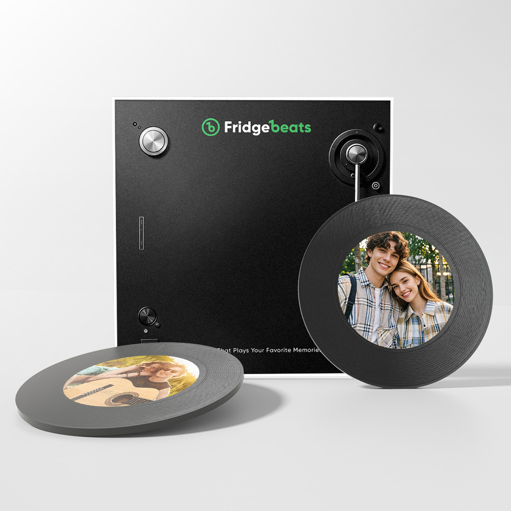Personalisierter Kühlschrankmagnet Mit Musik Und Foto, Personalisierter Schallplatten-kühlschrankmagnet, Valentinstagsgeschenk Für Paare - meinemondlampe