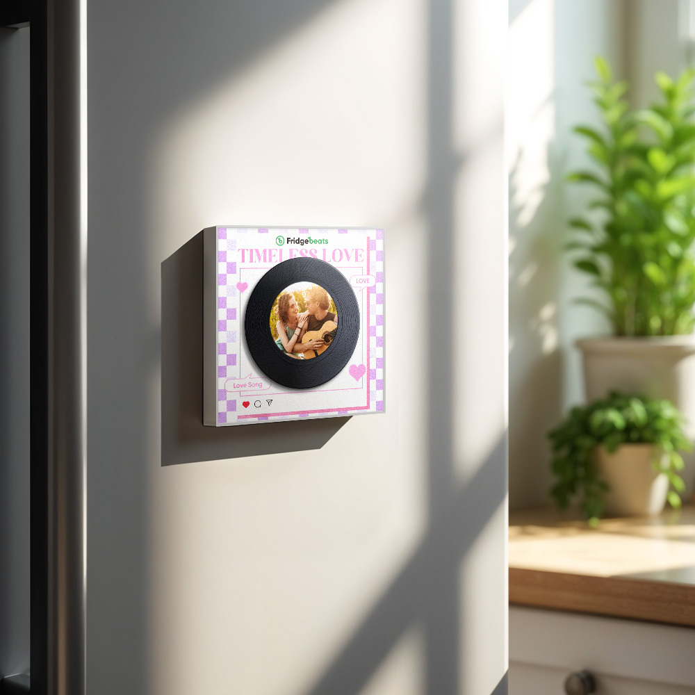 Personalisierter Kühlschrankmagnet Mit Musik Und Foto, Personalisierter Rosa Herz-kühlschrankmagnet, Valentinstagsgeschenk Für Paare - meinemondlampe