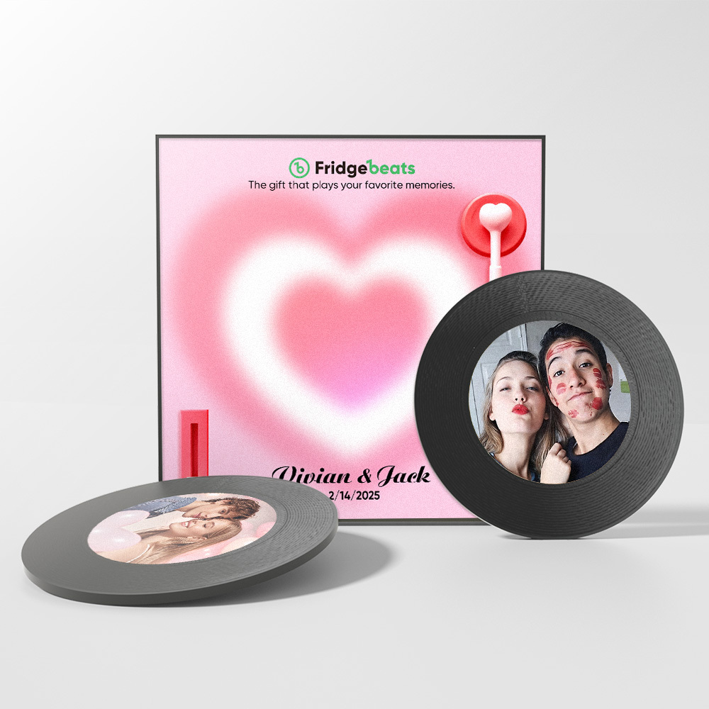 Personalisierter Kühlschrankmagnet Mit Musik Und Foto, Personalisierter Kühlschrankmagnet Mit Text, Valentinstagsgeschenk Für Paare - meinemondlampe