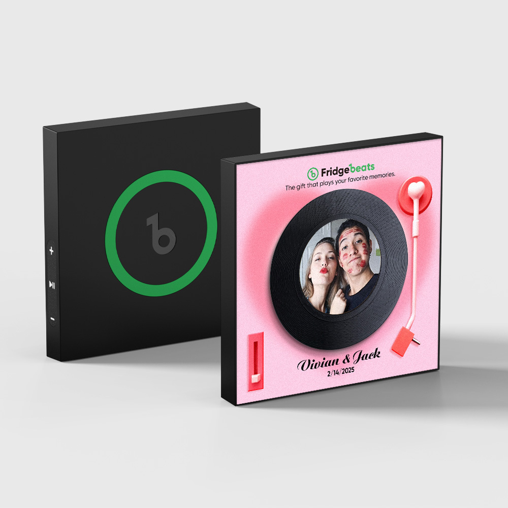 Personalisierter Kühlschrankmagnet Mit Musik Und Foto, Personalisierter Kühlschrankmagnet Mit Text, Valentinstagsgeschenk Für Paare - meinemondlampe