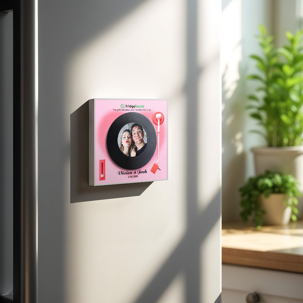 Personalisierter Kühlschrankmagnet Mit Musik Und Foto, Personalisierter Kühlschrankmagnet Mit Text, Valentinstagsgeschenk Für Paare - meinemondlampe