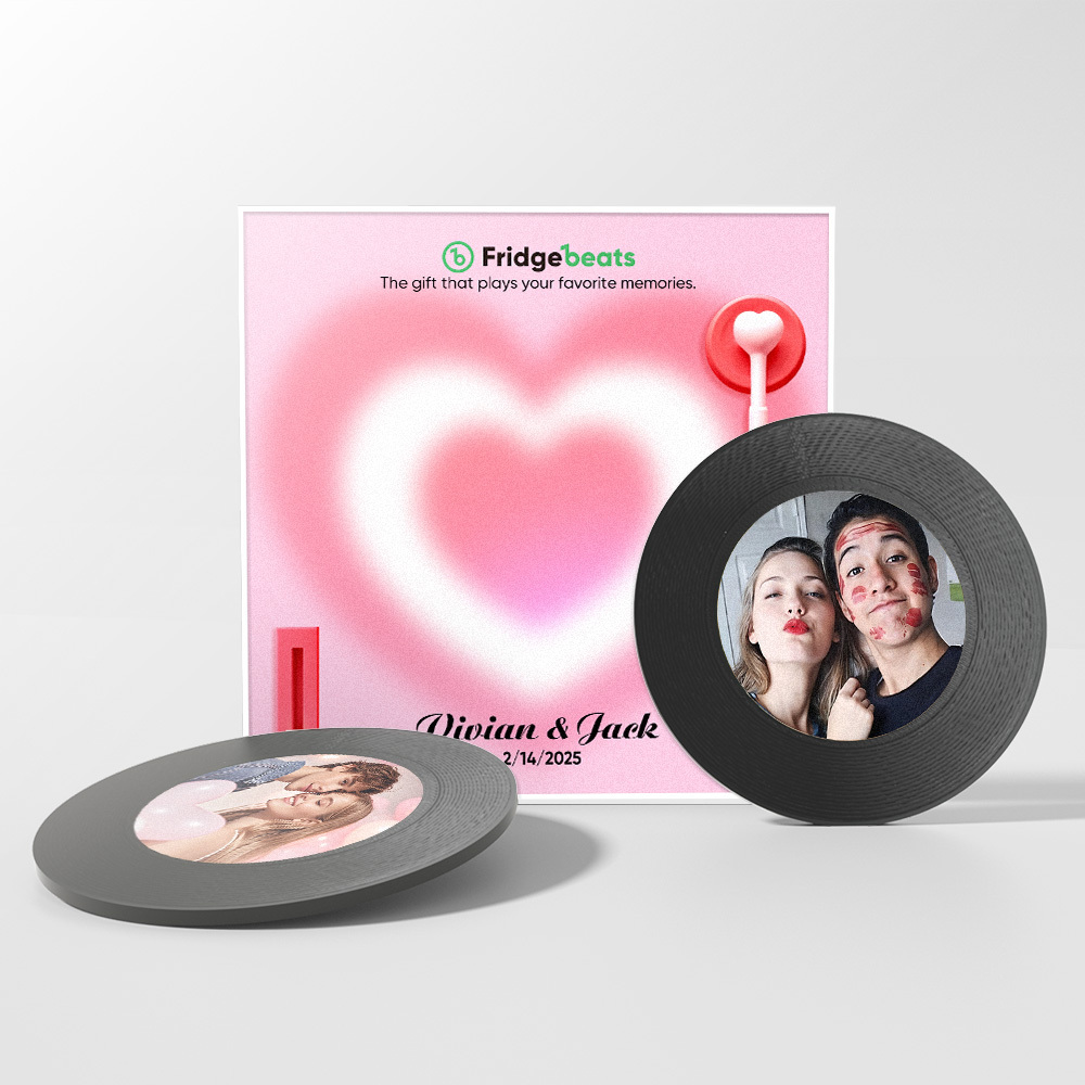 Personalisierter Kühlschrankmagnet Mit Musik Und Foto, Personalisierter Kühlschrankmagnet Mit Text, Valentinstagsgeschenk Für Paare - meinemondlampe
