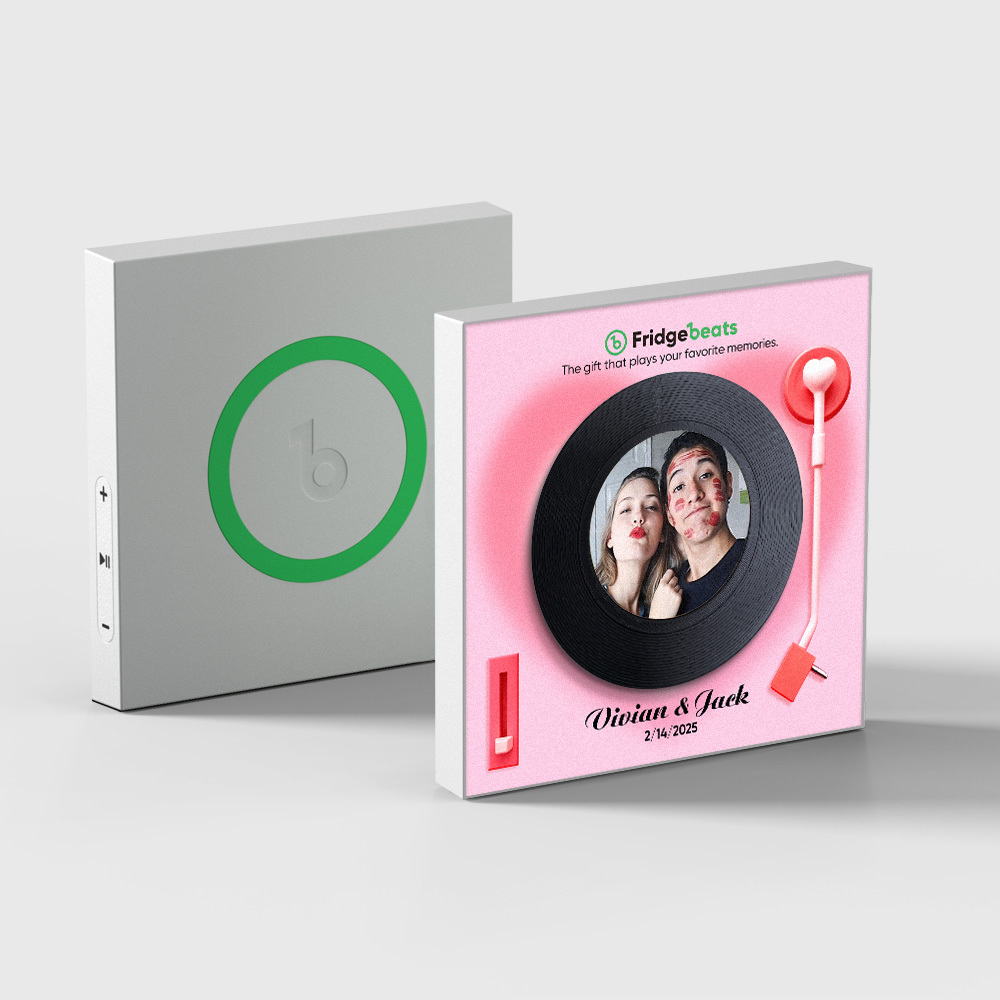 Personalisierter Kühlschrankmagnet Mit Musik Und Foto, Personalisierter Kühlschrankmagnet Mit Text, Valentinstagsgeschenk Für Paare - meinemondlampe