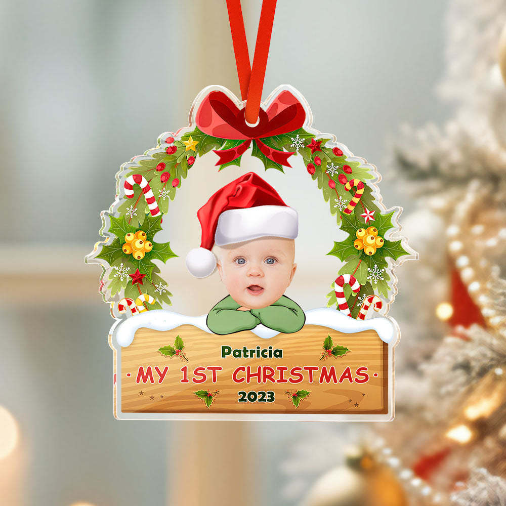 Weihnachtsbaumschmuck Mit Individuellem Gesicht. Das Erste Weihnachtsgeschenk Für Das Baby - meinemondlampe