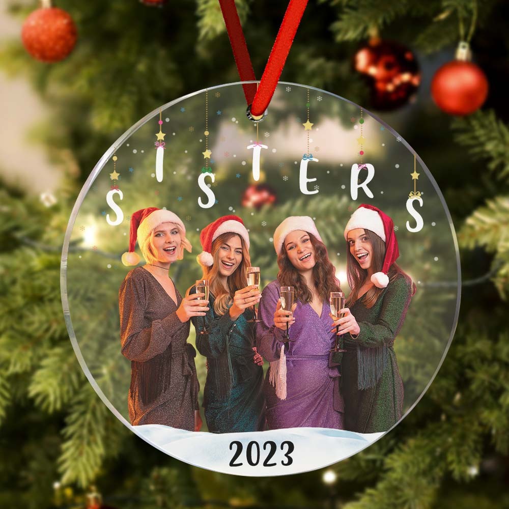 Personalisierter Foto-weihnachtsschmuck, Weihnachtsgeschenk, Schwestern, Geschwister, Familie, Brüder - meinemondlampe