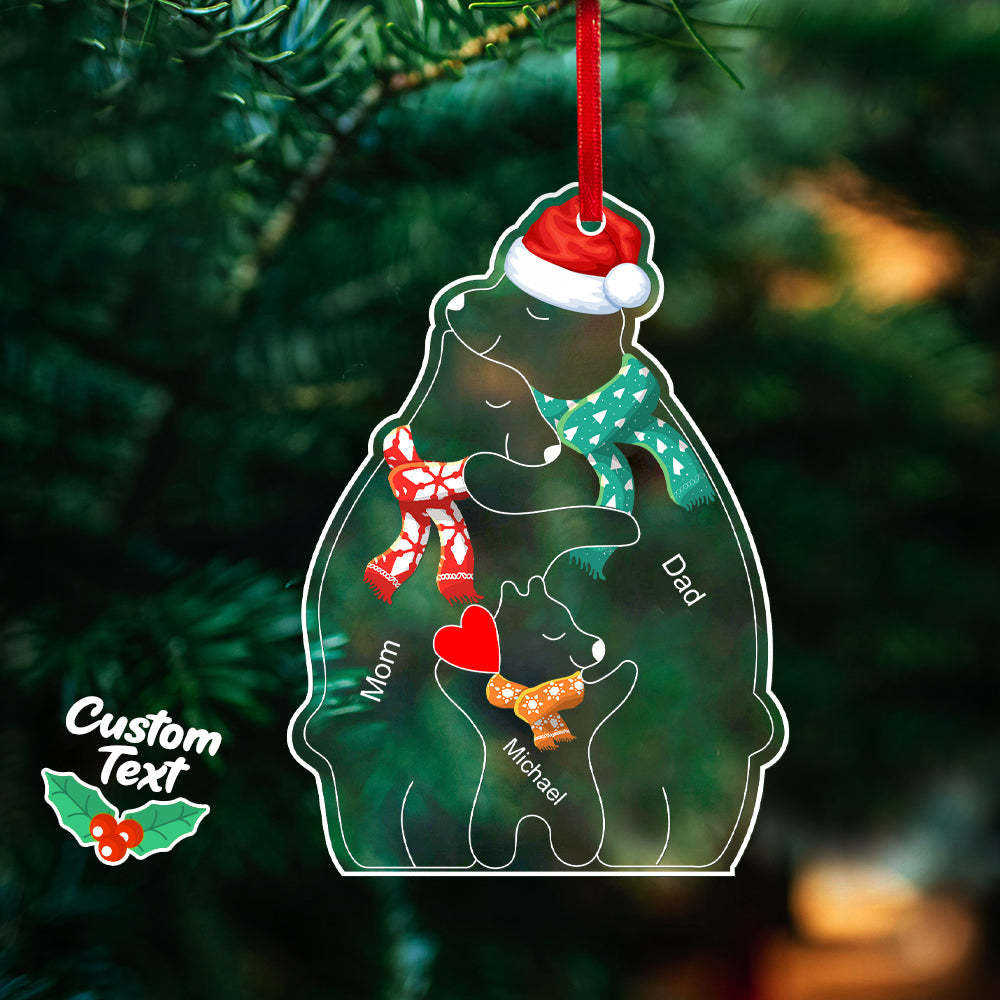 Personalisierte Namen Weihnachtsbär Familie Acryl Ornament Benutzerdefinierte Weihnachtsandenken Ornament Weihnachtsgeschenk Dekor - meinemondlampe