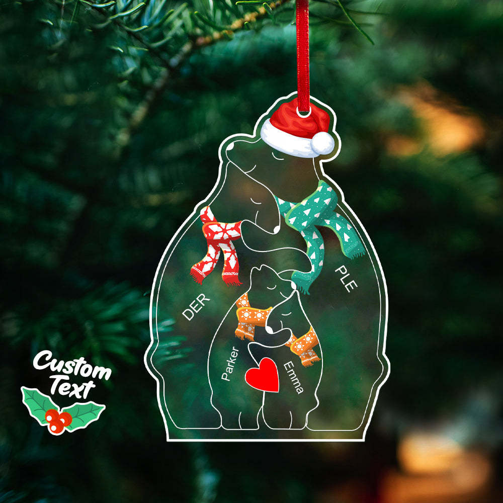 Personalisierte Namen Weihnachtsbär Familie Acryl Ornament Benutzerdefinierte Weihnachtsandenken Ornament Weihnachtsgeschenk Dekor - meinemondlampe