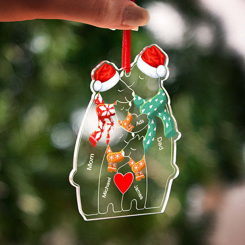 Personalisierte Namen Weihnachtsbär Familie Acryl Ornament Benutzerdefinierte Weihnachtsandenken Ornament Weihnachtsgeschenk Dekor - meinemondlampe