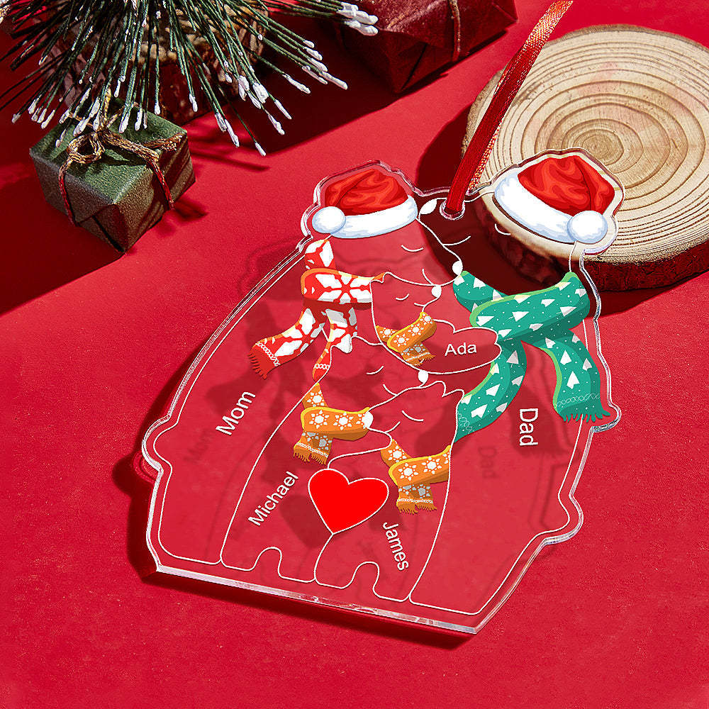 Personalisierte Namen Weihnachtsbär Familie Acryl Ornament Benutzerdefinierte Weihnachtsandenken Ornament Weihnachtsgeschenk Dekor - meinemondlampe