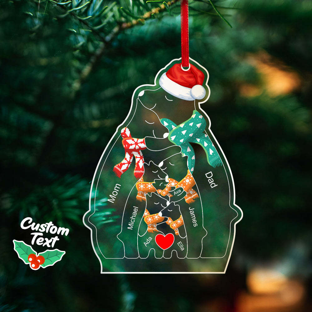 Personalisierte Namen Weihnachtsbär Familie Acryl Ornament Benutzerdefinierte Weihnachtsandenken Ornament Weihnachtsgeschenk Dekor - meinemondlampe