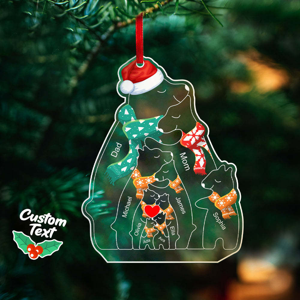 Personalisierte Namen Weihnachtsbär Familie Acryl Ornament Benutzerdefinierte Weihnachtsandenken Ornament Weihnachtsgeschenk Dekor - meinemondlampe