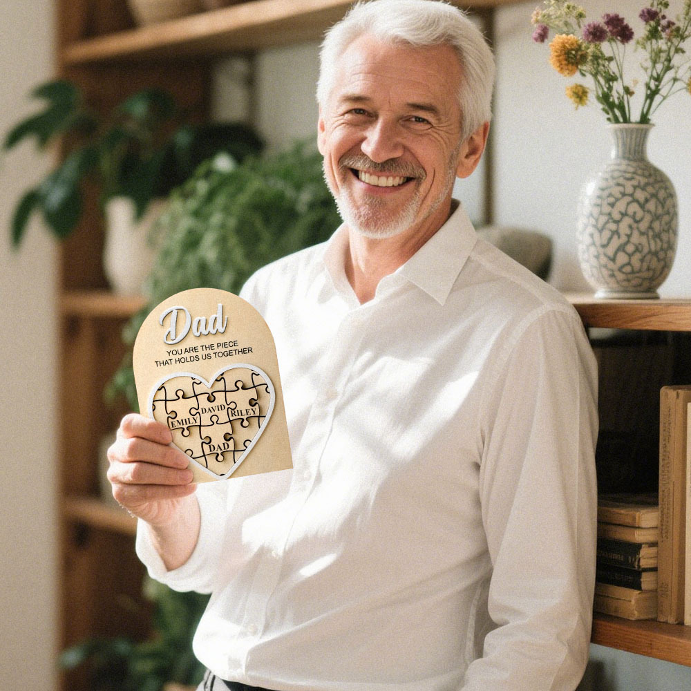 Personalisierte Puzzle-plakette Für Papa „du Bist Das Stück, Das Uns Zusammenhält", Vatertagsgeschenk - meinemondlampe