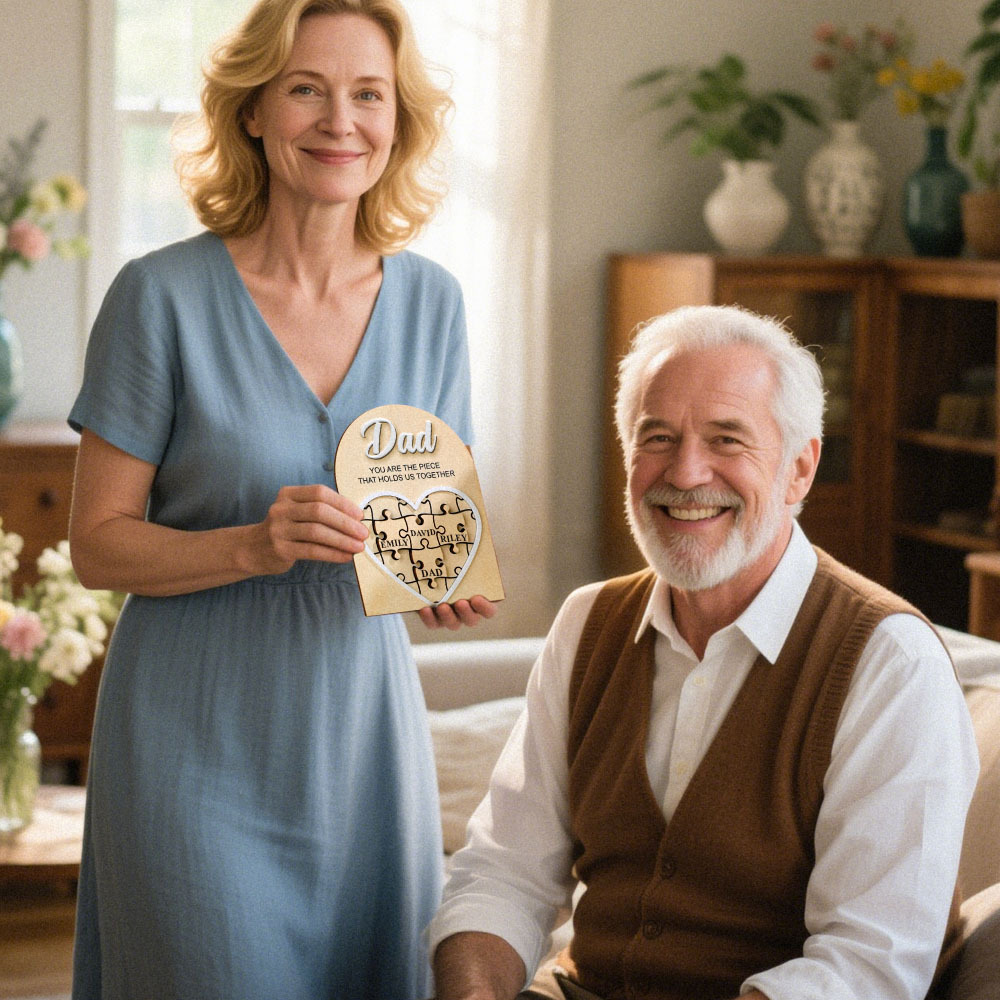Personalisierte Puzzle-plakette Für Papa „du Bist Das Stück, Das Uns Zusammenhält", Vatertagsgeschenk - meinemondlampe