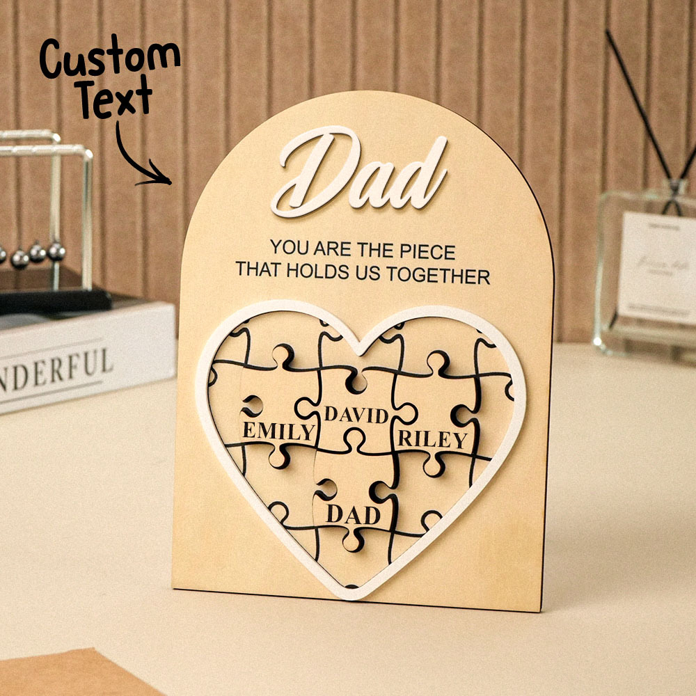 Personalisierte Puzzle-plakette Für Papa „du Bist Das Stück, Das Uns Zusammenhält", Vatertagsgeschenk - meinemondlampe