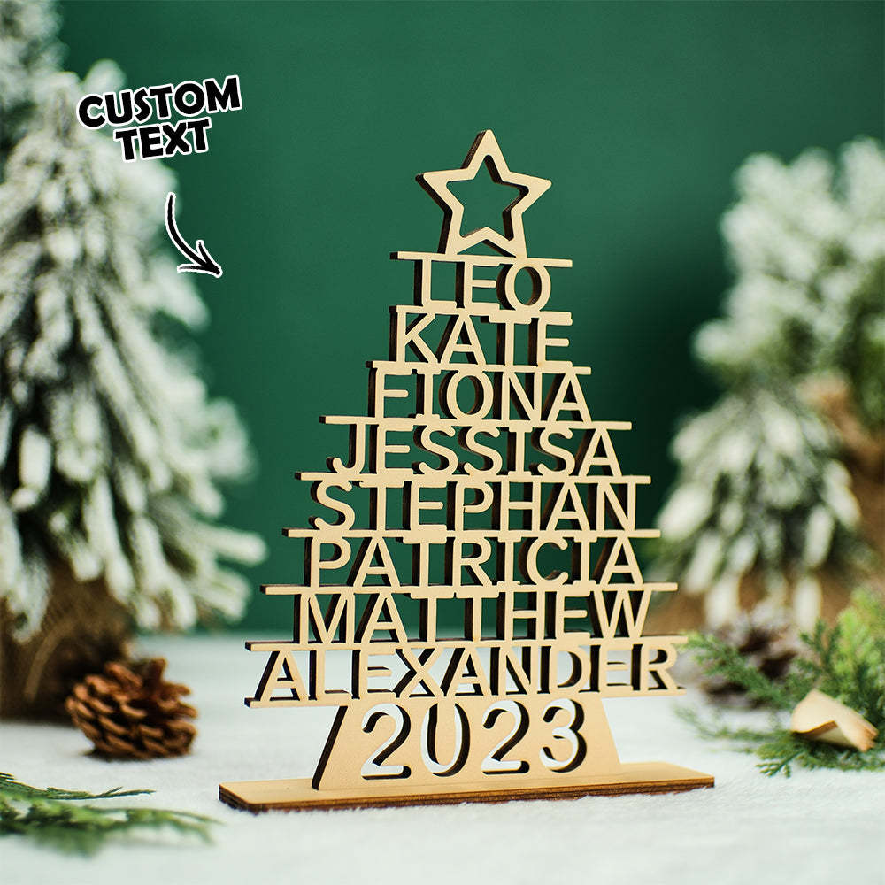 Benutzerdefinierte Familiennamen Weihnachtsbaum Holz Dekor Personalisierte Warme Geschenke Für Den Weihnachtstag - meinemondlampe