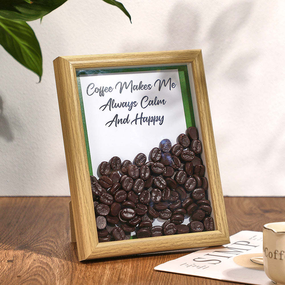 Benutzerdefinierter Text-hohlrahmen Mit Kaffeebohnen Im Inneren, Einzigartige Geschenke Für Männer - meinemondlampe