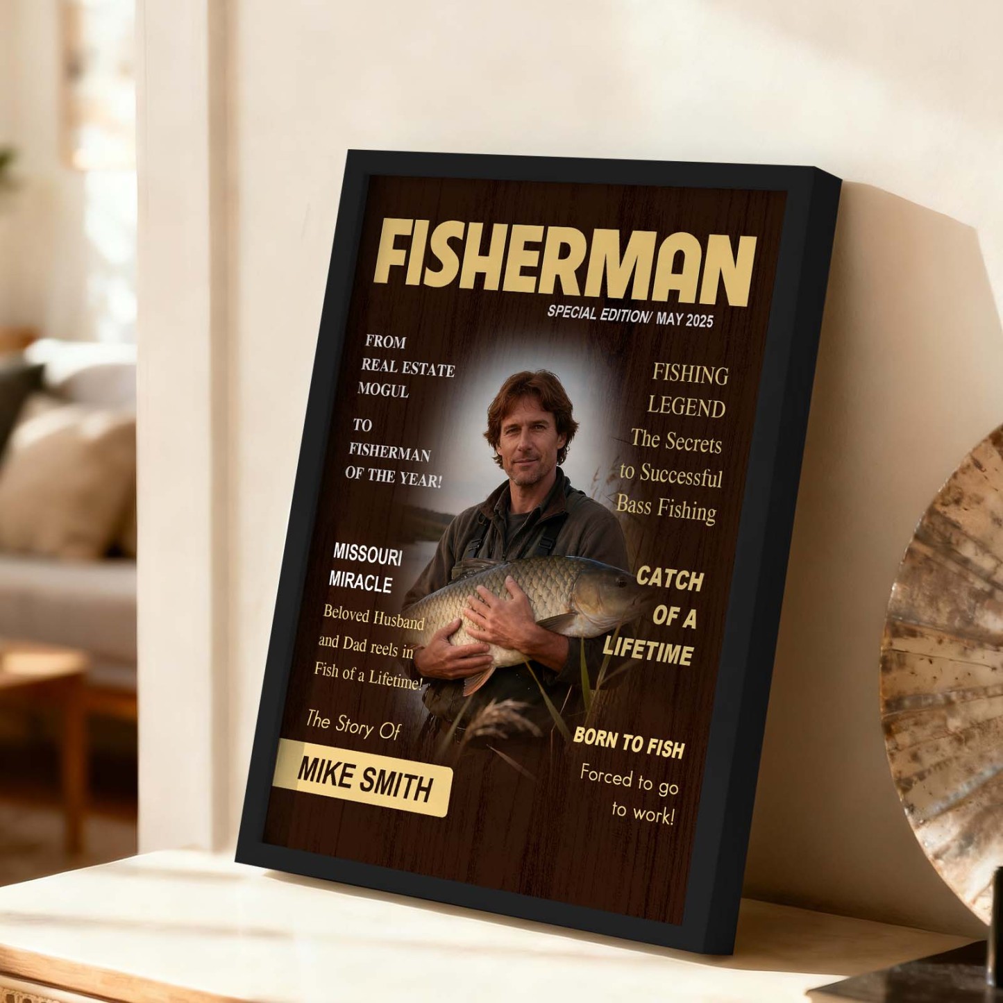 Personalisiertes Angelmagazin-coverposter – Lustiges Geschenk Für Angler - meinemondlampe